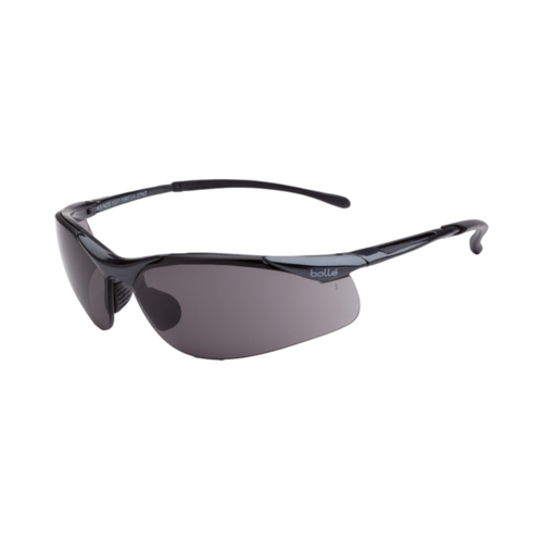 WORKWEAR, SAFETY & CORPORATE CLOTHING SPECIALISTS CONTOUR Dark Gun Frame PLATINUM AS/AF Smoke Lens - Spectacles