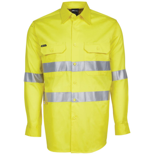 WORKWEAR, SAFETY & CORPORATE CLOTHING SPECIALISTS JB's Hi Vis Long Sleeve (D+N) 150G Work Shirt-Yellow-3XS