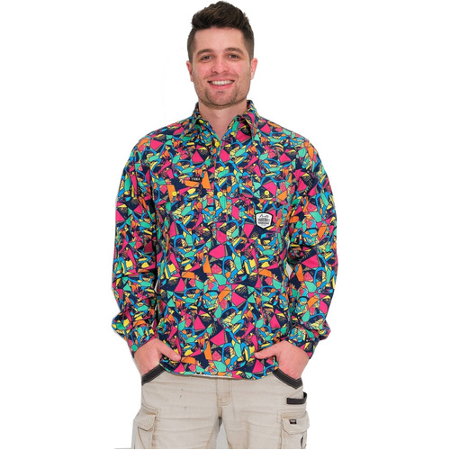 WORKWEAR, SAFETY & CORPORATE CLOTHING SPECIALISTS - MENS VENTURA FULL PRINT 1/2 PLACKET WORKSHIRT