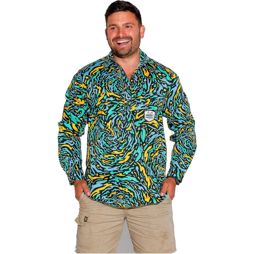 WORKWEAR, SAFETY & CORPORATE CLOTHING SPECIALISTS MENS SPUN OUT FULL PRINT 1/2 PLACKET WORKSHIRT